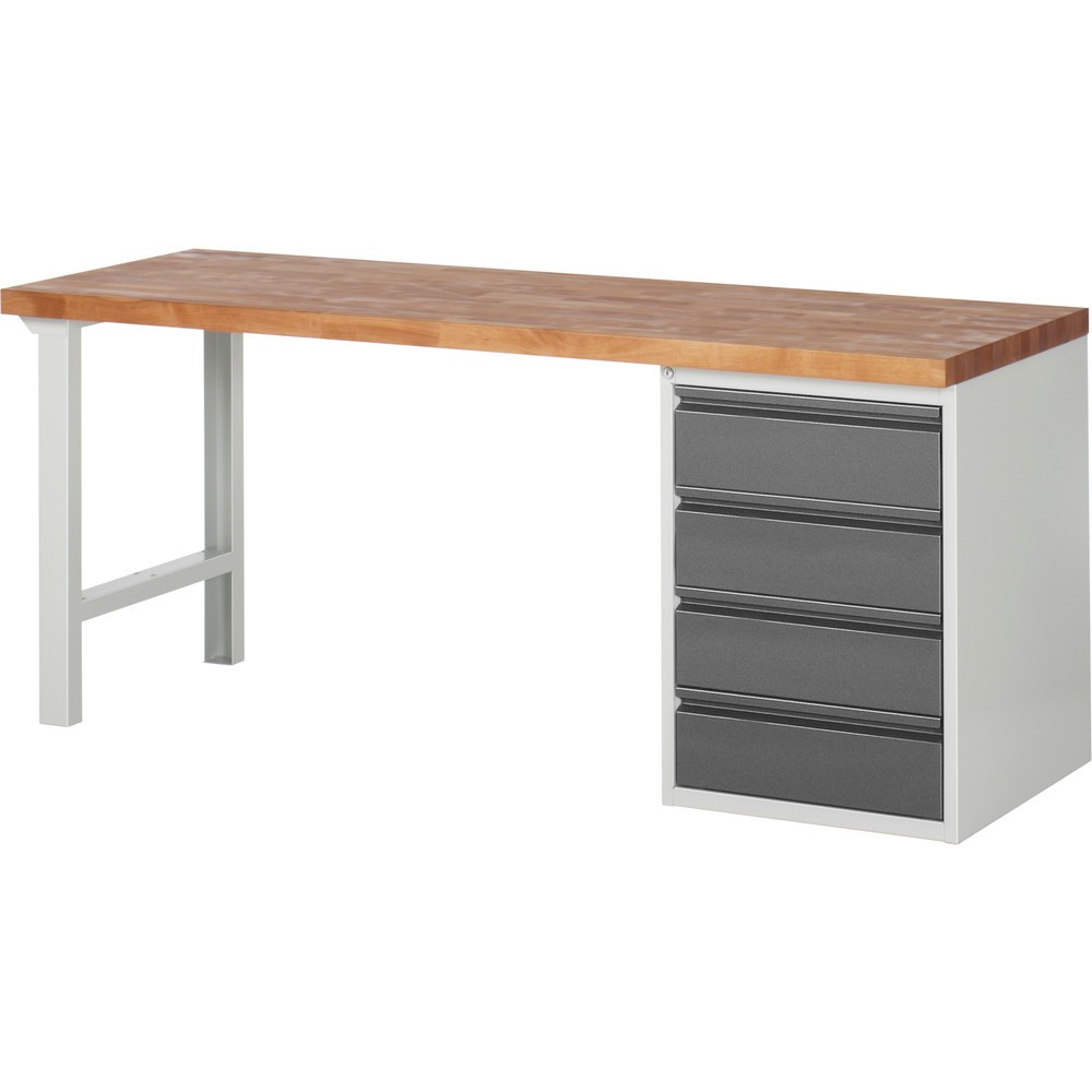 Produktabbildung: Steinbock® Werkbank, mit 4 Schubladen, HxBxT 840 x 2.000 x 700 mm, RAL 7035/7016