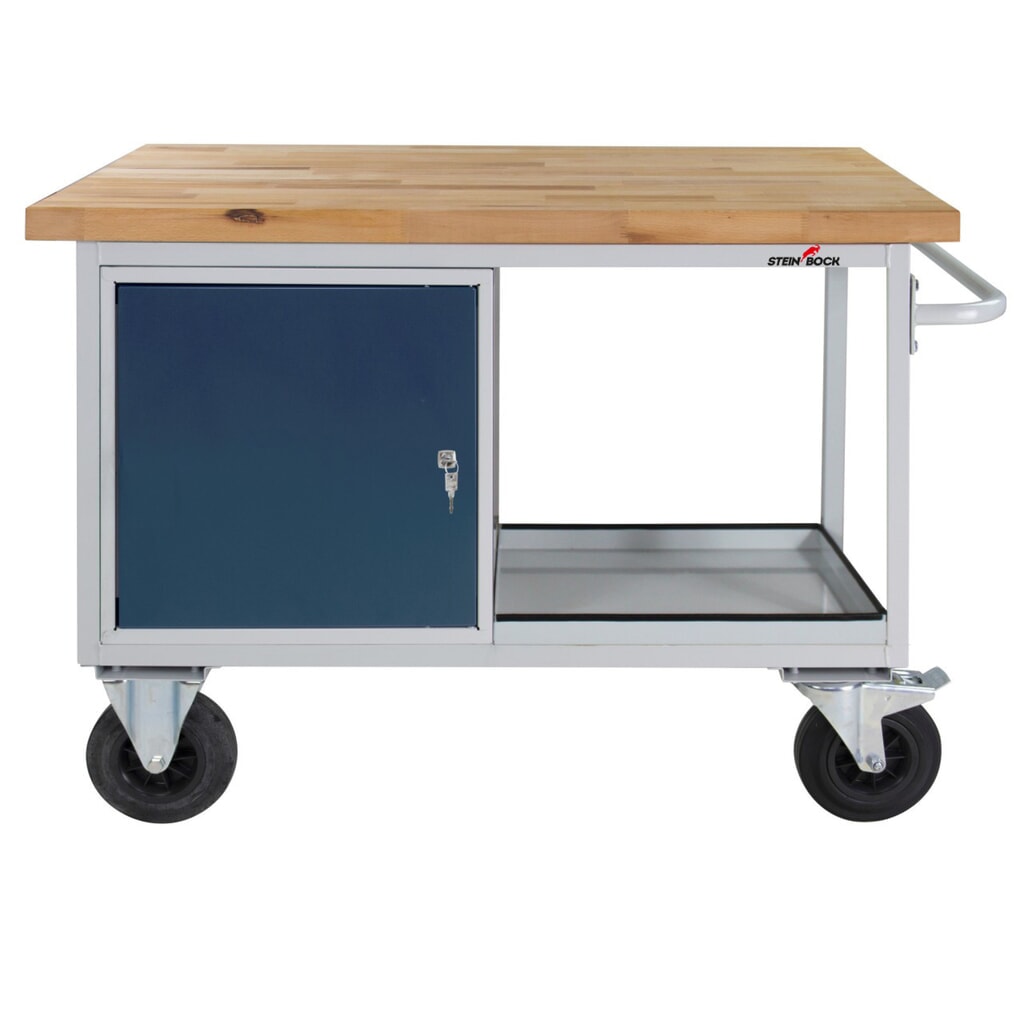 Steinbock® Werkbank Motion, verfahrbar, 1 Tür, TK 500 kg, HxBxT 827 x 1.300 x 600 mm, RAL 7035/7016 Produktabbildung: Steinbock® Werkbank Motion, verfahrbar, 1 Tür, TK 500 kg, HxBxT 827 x 1.300 x 600 mm, RAL 7035/7016