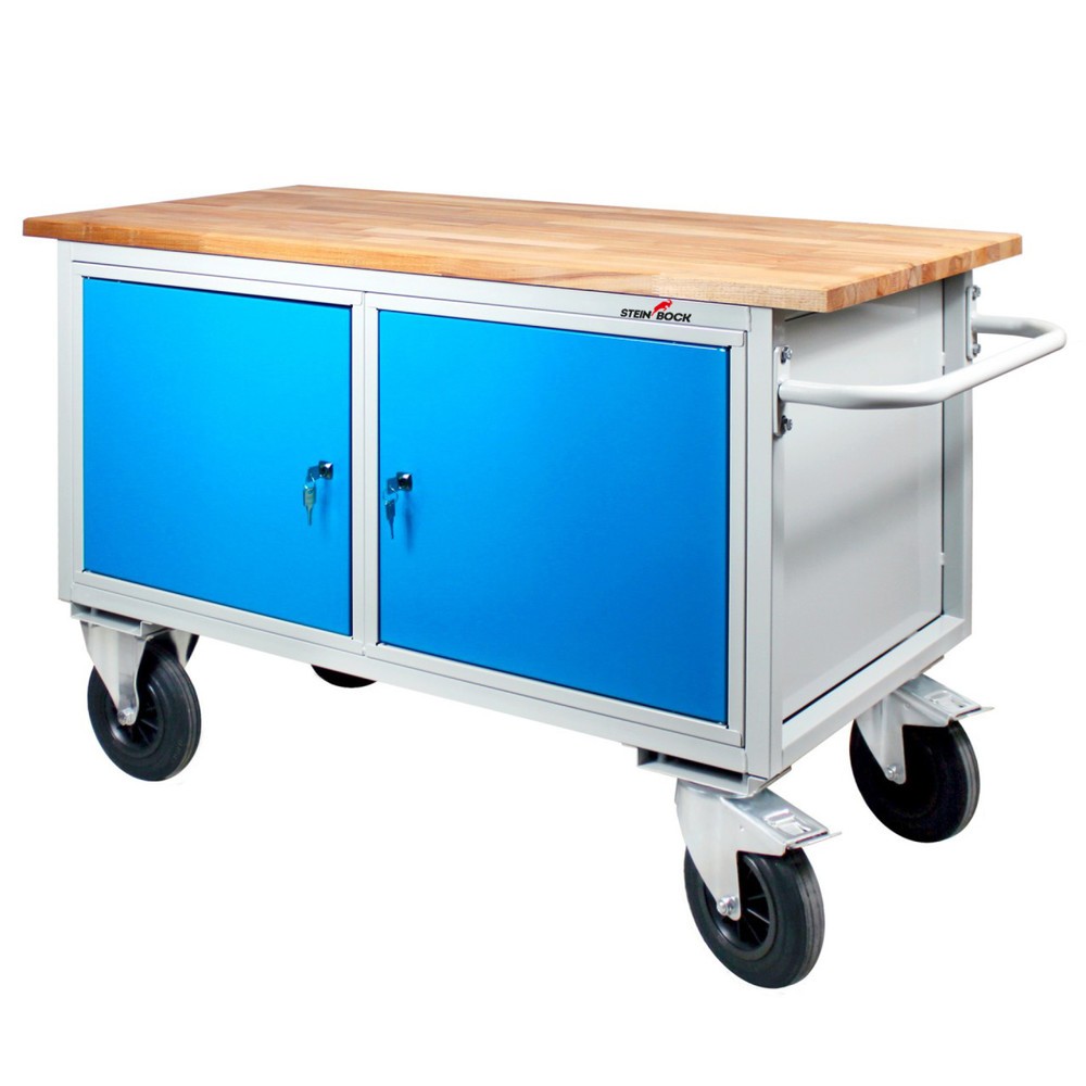 Produktabbildung Nr. 1: Steinbock® Werkbank Motion, verfahrbar, 2 Türen, TK 500 kg, HxBxT 827 x 1.300 x 600 mm, RAL 7035/5012