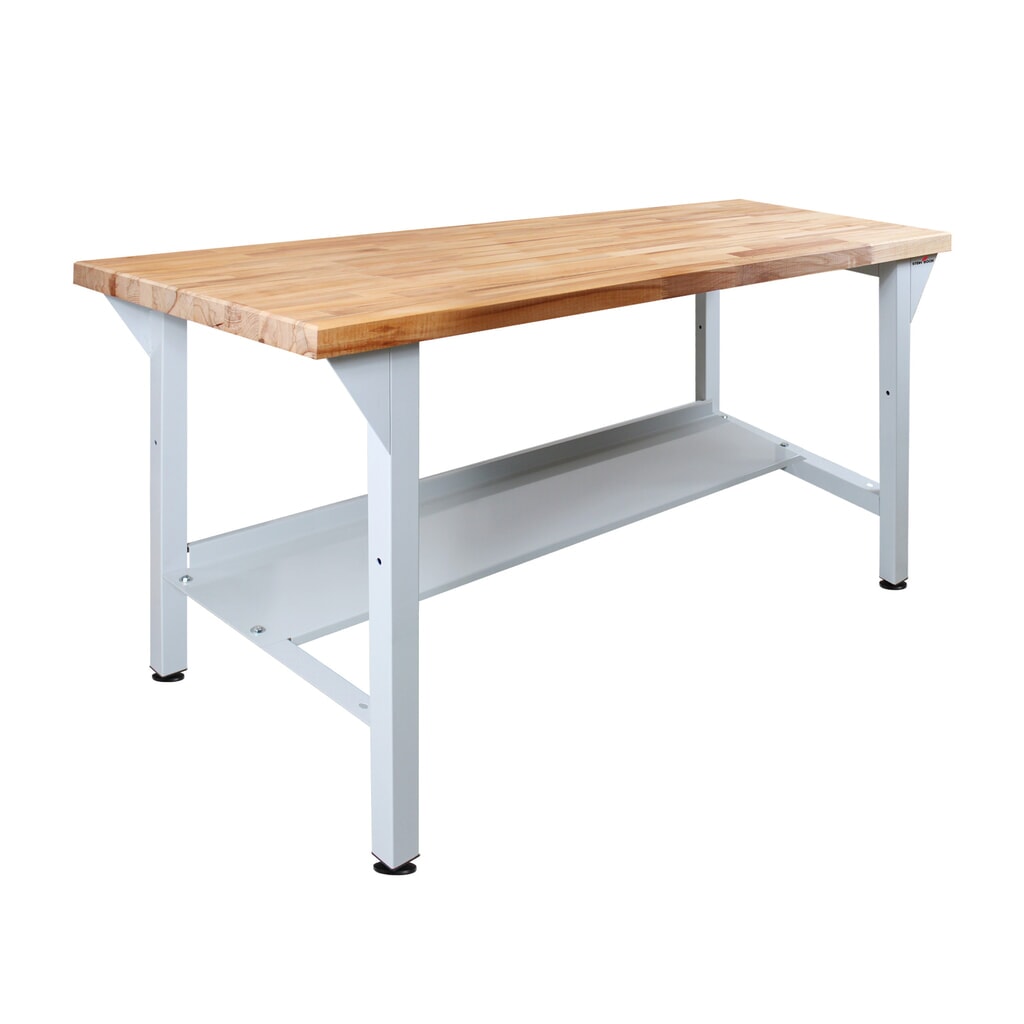 Steinbock® Werkbank Original, 1 Ablage, TK 500 kg, HxBxT 850 x 1.500 x 750 mm, RAL 7035 Produktabbildung: Steinbock® Werkbank Original, 1 Ablage, TK 500 kg, HxBxT 850 x 1.500 x 750 mm, RAL 7035