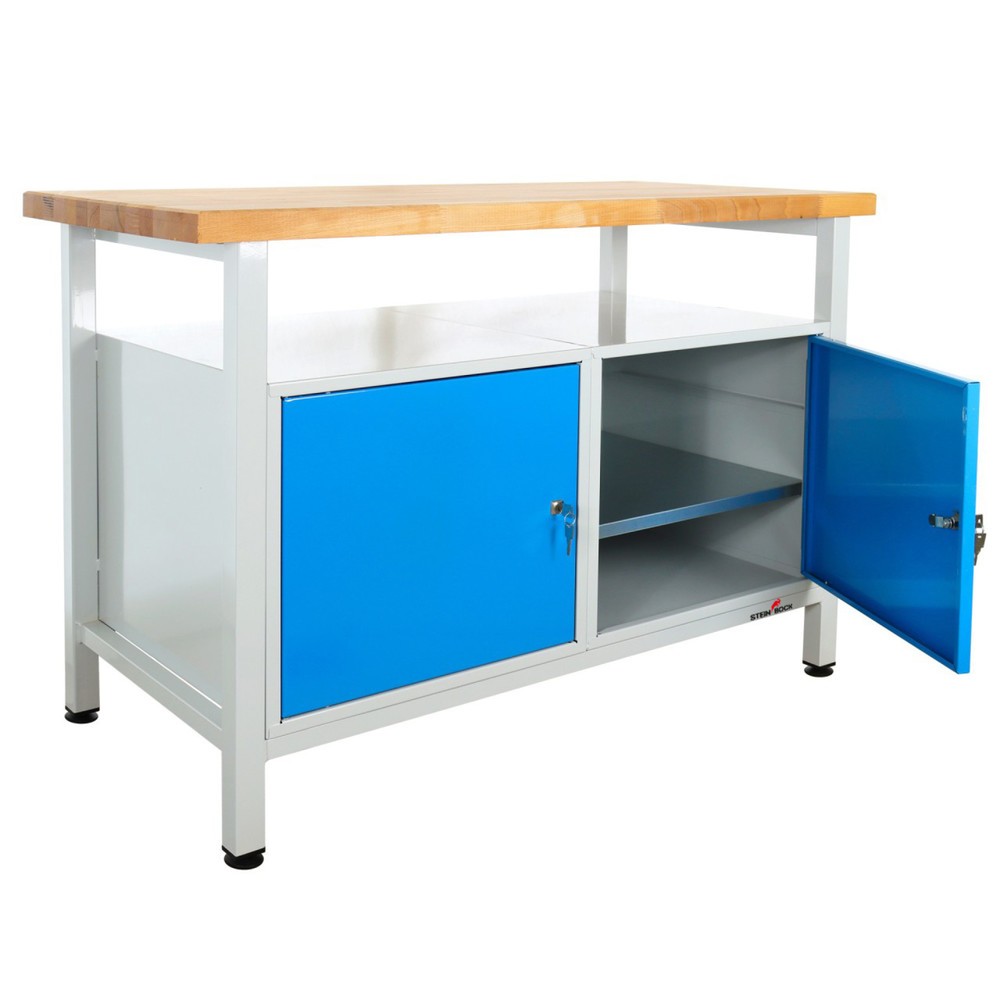 Produktabbildung Nr. 6: Steinbock® Werkbank Premium, 1 Ablage, 2 Türen, TK 300 kg, HxBxT 840 x 1.200 x 600 mm, RAL 7035/5012