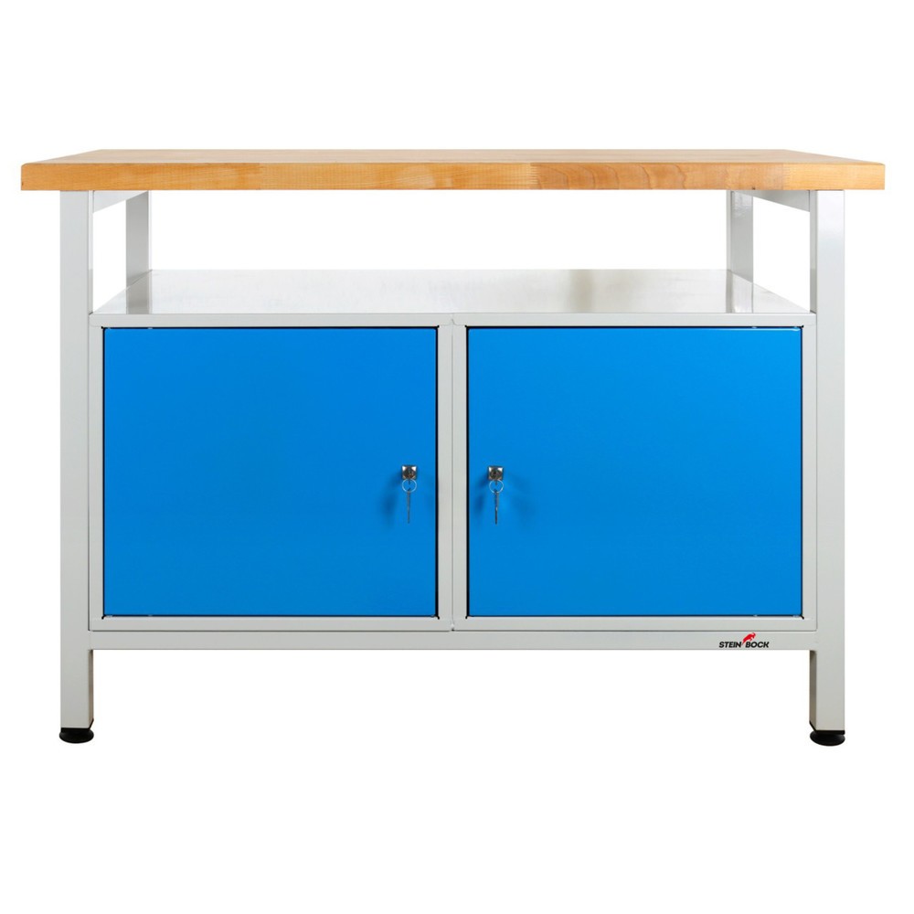 Produktabbildung Nr. 7: Steinbock® Werkbank Premium, 1 Ablage, 2 Türen, TK 300 kg, HxBxT 840 x 1.200 x 600 mm, RAL 7035/5012