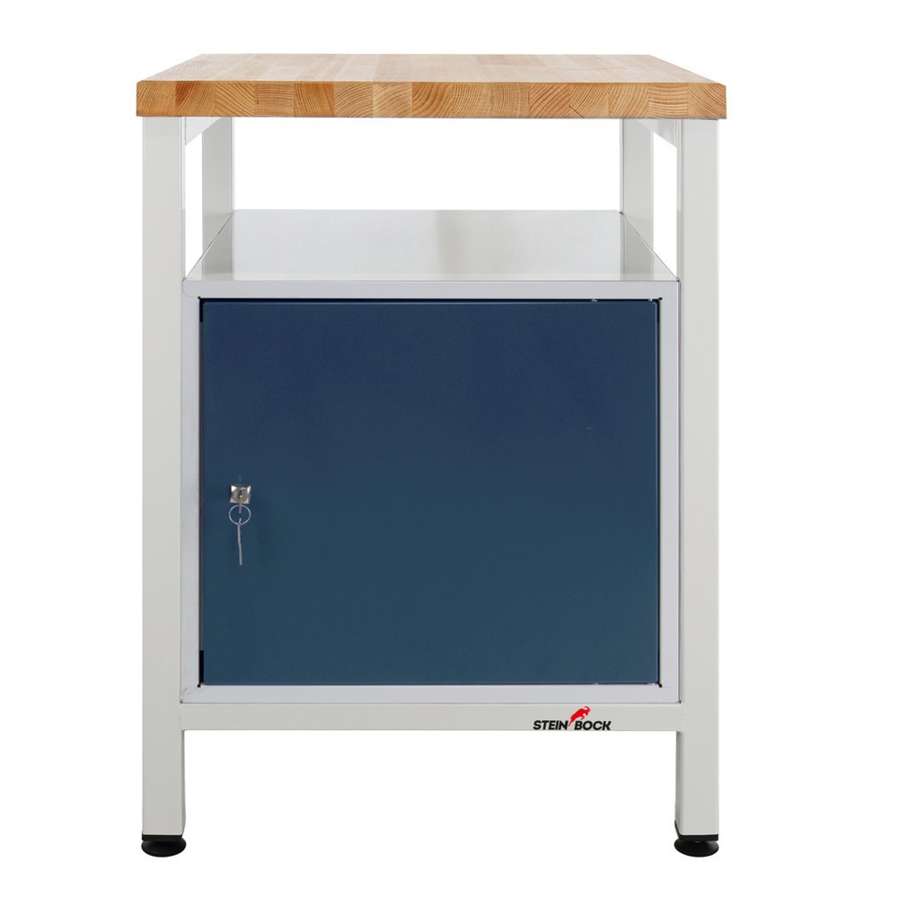 Produktabbildung: Steinbock® Werkbank Premium, 1 Ablage, 1 Tür, TK 300 kg, HxBxT 840 x 600 x 600 mm, RAL 7035/7016