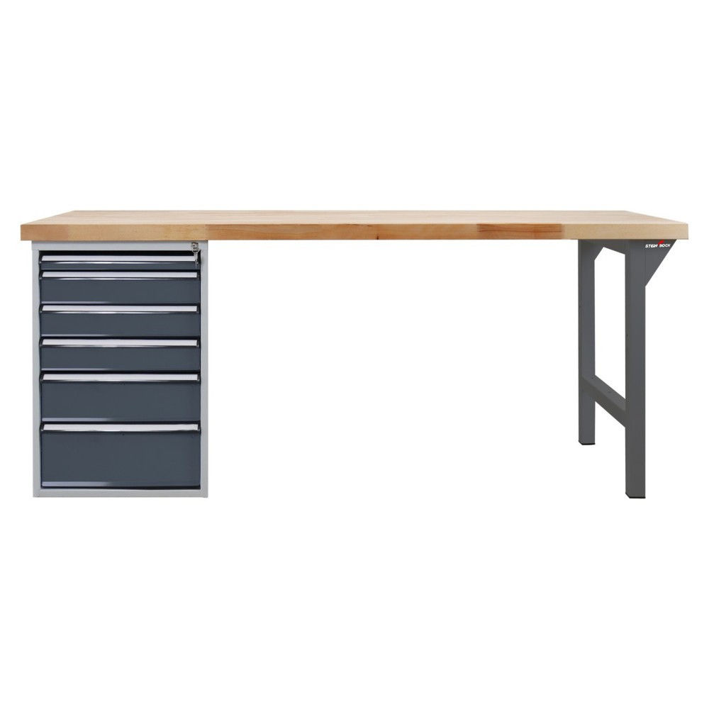 Produktabbildung Nr. 2: Steinbock® Werkbank Pro, 6 Schubladen, TK 500 kg, HxBxT 850 x 2.000 x 750 mm, RAL 7016