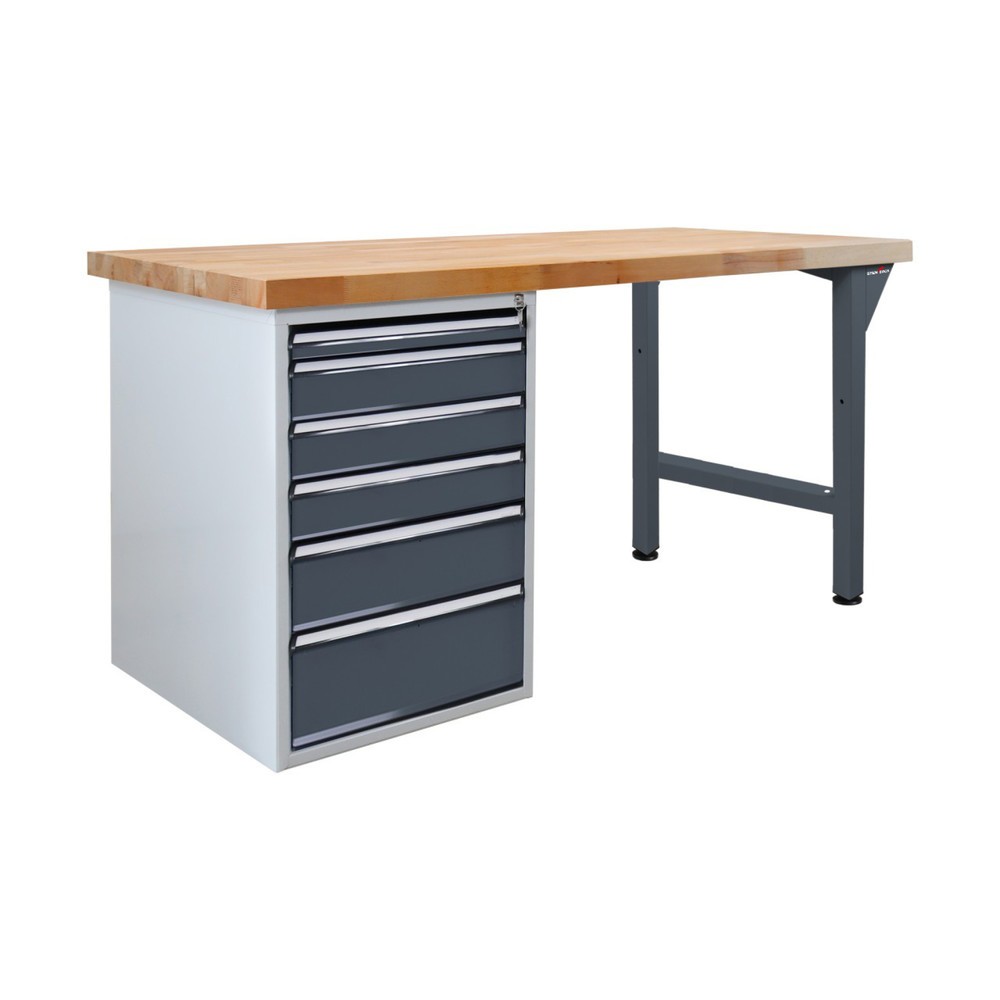 Produktabbildung: Steinbock® Werkbank Pro, 6 Schubladen, TK 500 kg, HxBxT 850 x 2.000 x 750 mm, RAL 7016