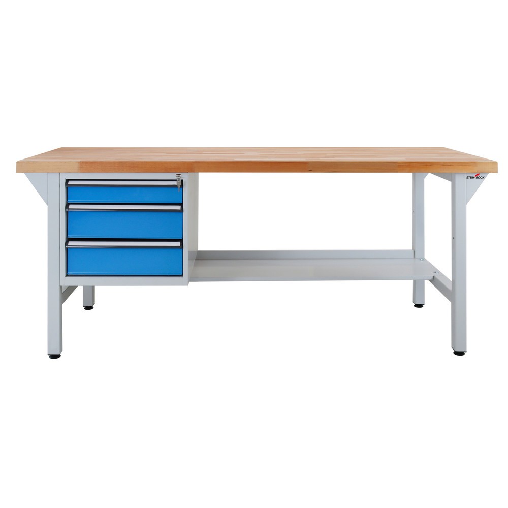 Produktabbildung Nr. 2: Steinbock® Werkbank Pro, 3 Schubladen, 1 Ablage, TK 500 kg, HxBxT 850 x 2.000 x 750 mm, RAL 7035/5012