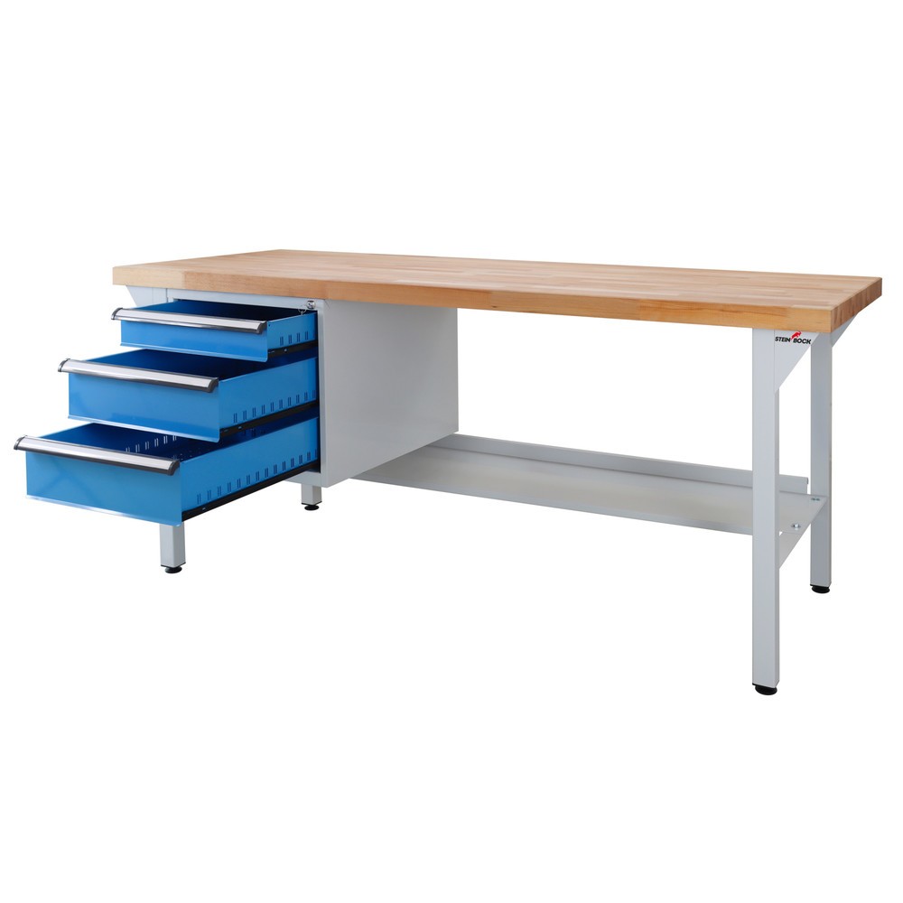 Produktabbildung Nr. 6: Steinbock® Werkbank Pro, 3 Schubladen, 1 Ablage, TK 500 kg, HxBxT 850 x 2.000 x 750 mm, RAL 7035/5012