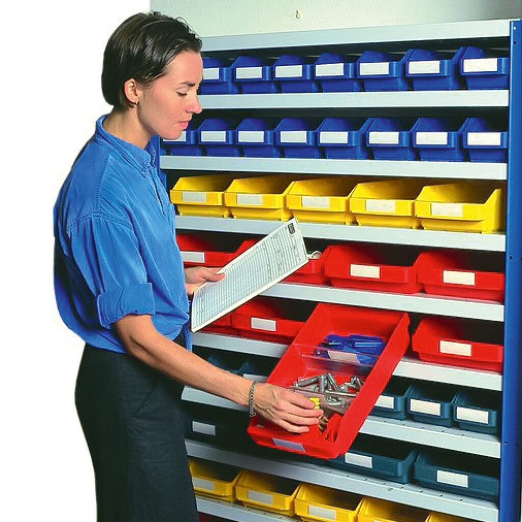 Produktabbildung: Auszugssperren für Regalkästen mit Sichtöffnung