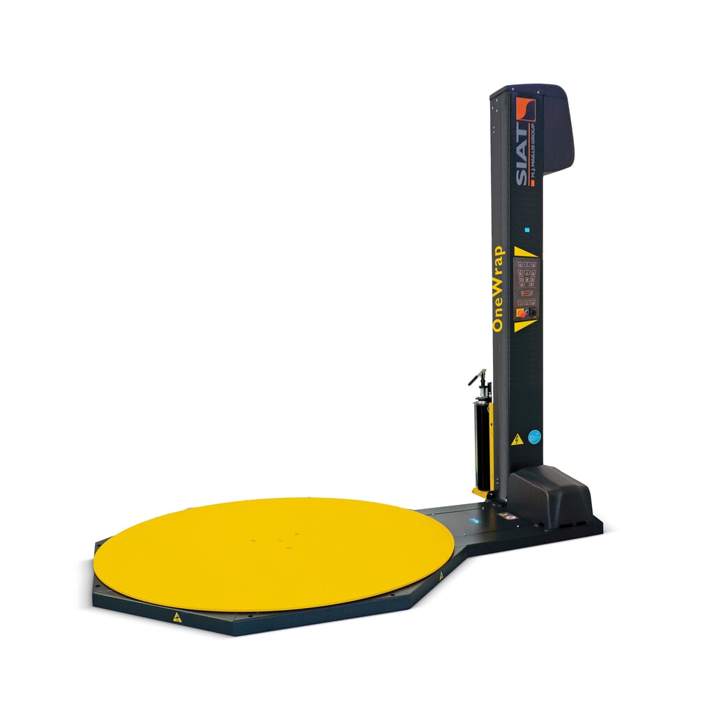 Produktabbildung: SIAT Palettenwickler PS OneWrap "LP", motorische Vordehnung (Powerstretch) 200 %, Drehteller Ø 1.650 mm, Wickelhöhe 2.400 mm