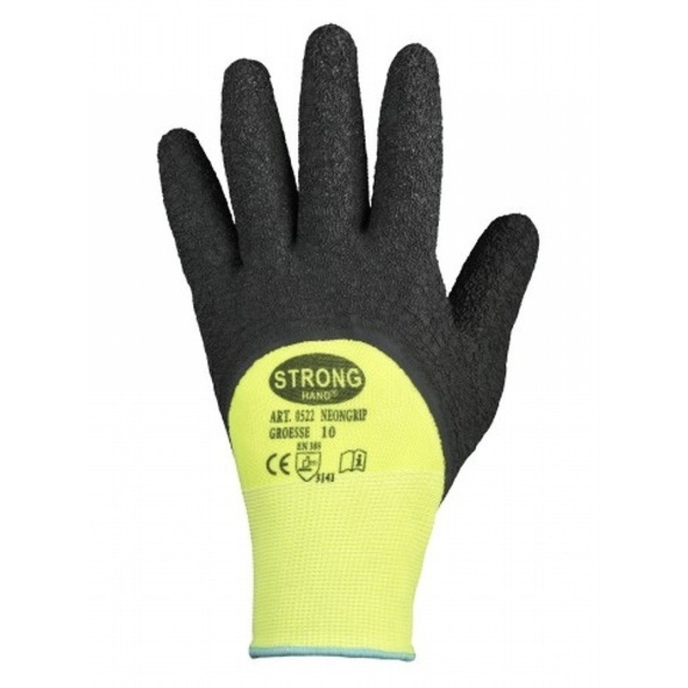 Produktabbildung: STRONGHAND Handschuh NEONGRIP, Größe 9 neongelb/schwarz, EN 420, EN 388 PSA-Kategorie II