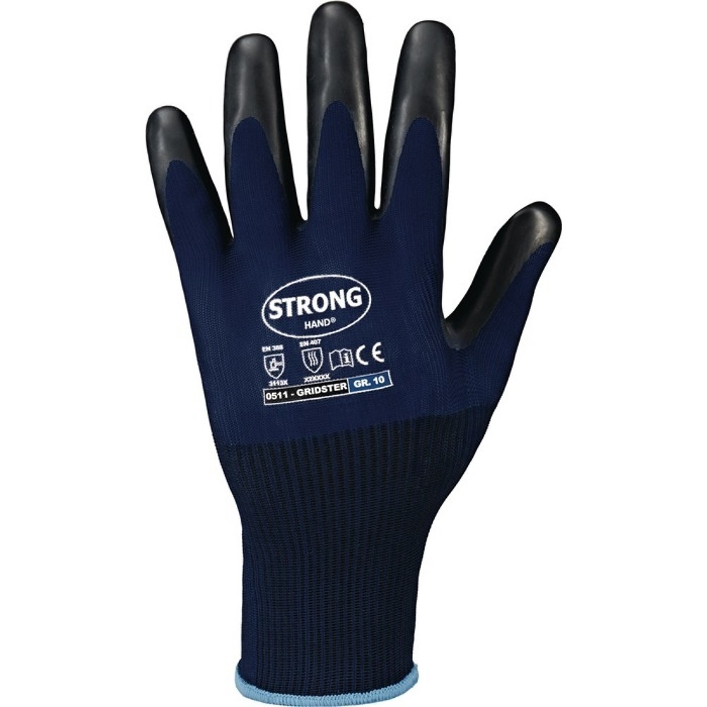 Produktabbildung: STRONGHAND Handschuhe GRIDSTER, Größe 9 dunkelblau/schwarz, EN 388, EN 407 PSA-Kategorie II