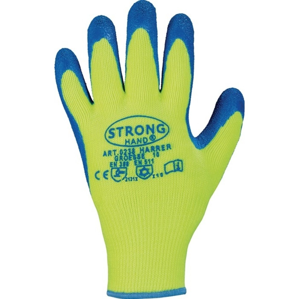 Produktabbildung: STRONGHAND Handschuhe Harrer Gr.9 gelb/blau EN 388