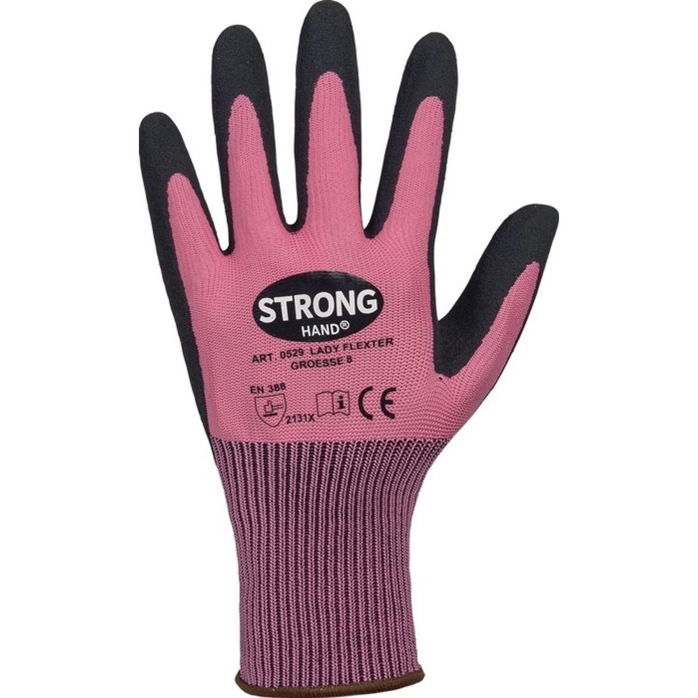 Produktabbildung Nr. 2: STRONGHAND Handschuhe LADY FLEXTER, EN 420/EN 388 PSA-Kategorie II, Größe 6 pink/schwarz