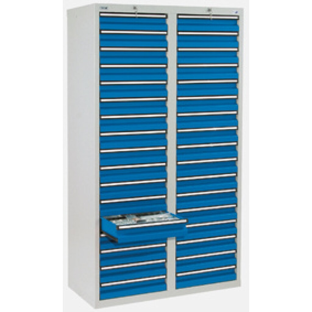 Produktabbildung: stumpf® Schubladenschrank, Schubladen 34x100 mm, HxBxT 1.800 x 1.000 x 500 mm, lichtgrau
