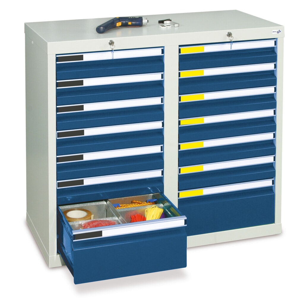 Produktabbildung: stumpf® Schubladenschrank  Premium, Schubladen 8x100 mm, HxBxT 900 x 500 x 500 mm, lichtgrau