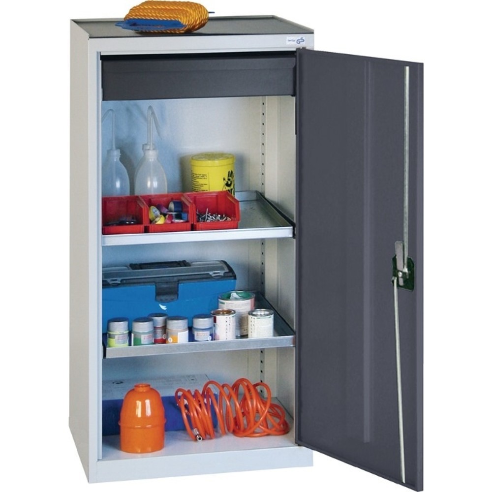 Produktabbildung: stumpf® Werkzeug-/Beistellschrank, 1 Schublade, 2 Böden, H1000xB500xT500 mm, lichtgrau/anthrazitgrau