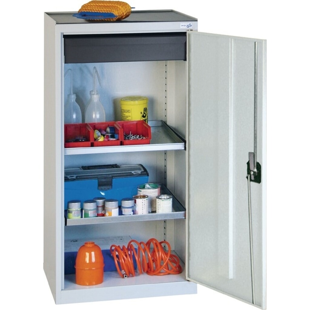 stumpf® Werkzeug-/Beistellschrank, 1 Schublade, 2 Böden, H1000xB500xT500 mm, lichtgrau, RAL 7035/lichtgrau, RAL 7035 Produktabbildung: stumpf® Werkzeug-/Beistellschrank, 1 Schublade, 2 Böden, H1000xB500xT500 mm, lichtgrau, RAL 7035/lichtgrau, RAL 7035