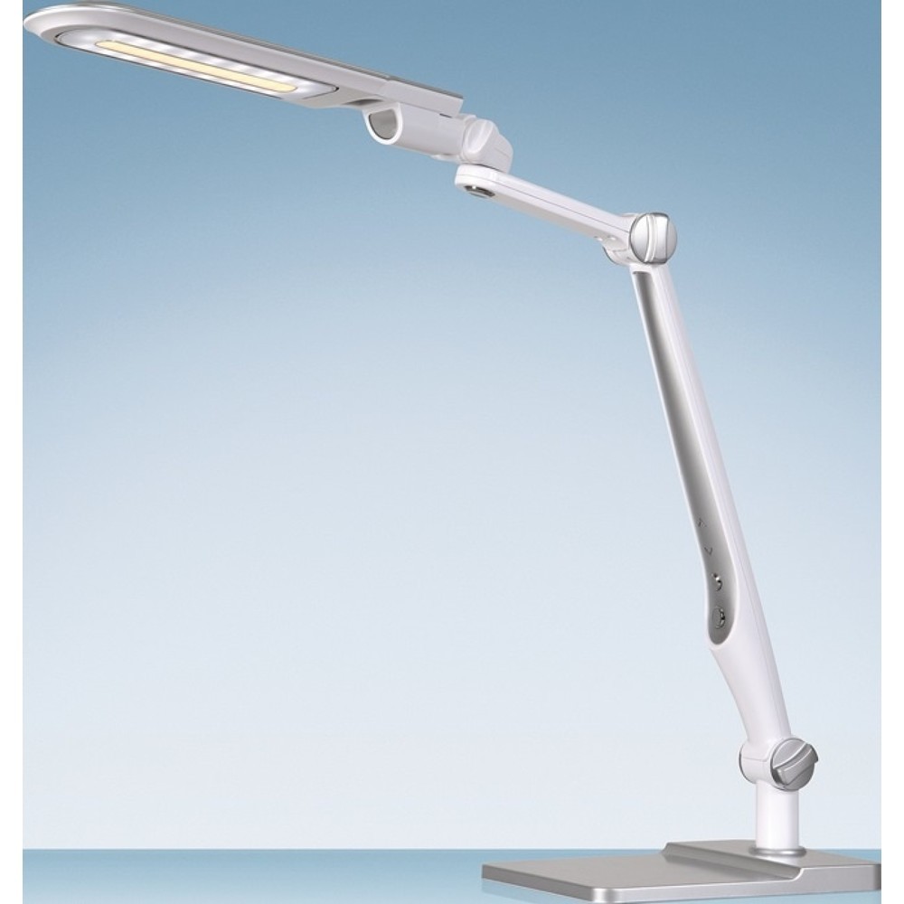 Produktabbildung Nr. 1: styro Schreibtischleuchte LED Multiflex, mit Standfuß und Klemme, ABS, Eisen, PS weiß/silber Höhe 600 mm, LED