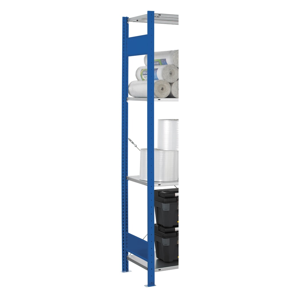 Produktabbildung Nr. 2: T-Profil-Rahmen MULTIplus für SCHULTE Fachbodenregal, enzianblau, vormontiert, 2 Tiefenriegel, HxT 2.000 x 500 mm
