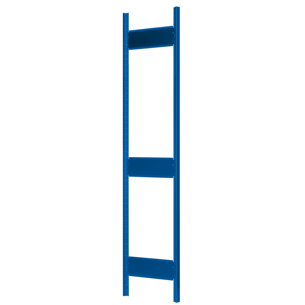 Produktabbildung: T-Profil-Rahmen MULTIplus für SCHULTE Fachbodenregal, enzianblau, vormontiert, 3 Tiefenriegel, HxT 2.500 x 300 mm