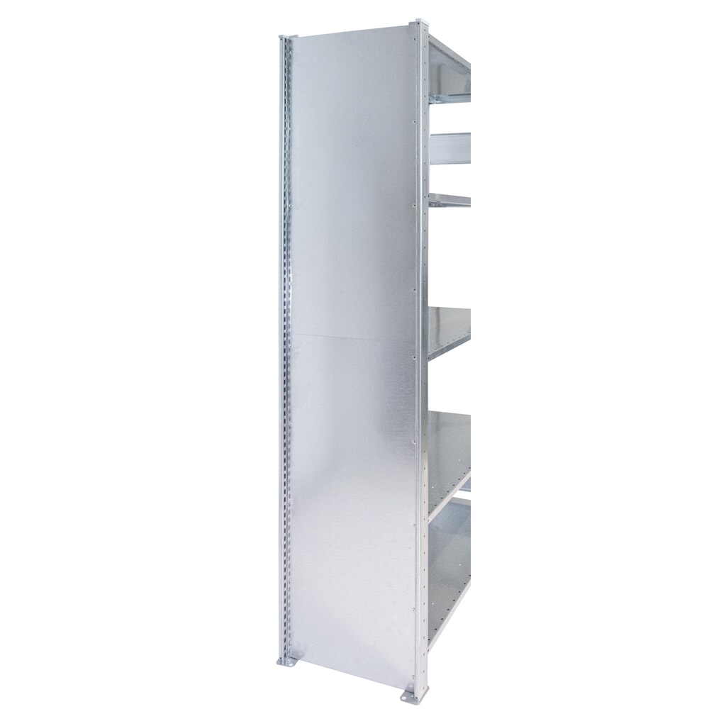 T-Profil-Vollblechrahmen MULTIplus für SCHULTE Fachbodenregal, verzinkt, vormontiert, HxT 2.500 x 400 mm Produktabbildung Nr. 3: T-Profil-Vollblechrahmen MULTIplus für SCHULTE Fachbodenregal, verzinkt, vormontiert, HxT 2.500 x 400 mm