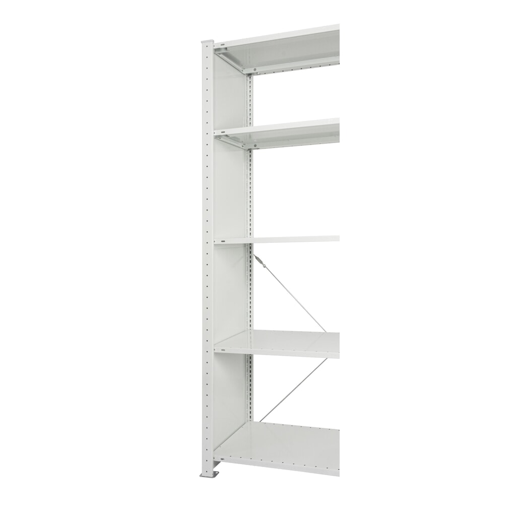 T-Profil-Vollblechrahmen MULTIplus für SCHULTE Fachbodenregal, lichtgrau, vormontiert, HxT 2.000 x 500 mm Produktabbildung Nr. 3: T-Profil-Vollblechrahmen MULTIplus für SCHULTE Fachbodenregal, lichtgrau, vormontiert, HxT 2.000 x 500 mm