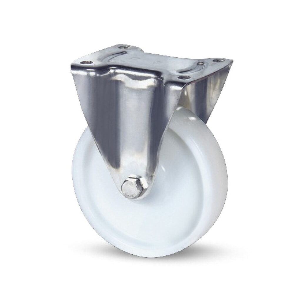 TENTE® Bockrolle Polyamid, Gleitlager, Radachse verschraubt, rostfrei, Ø x Breite 80 x 34 mm, TK 200 kg Produktabbildung: TENTE® Bockrolle Polyamid, Gleitlager, Radachse verschraubt, rostfrei, Ø x Breite 80 x 34 mm, TK 200 kg