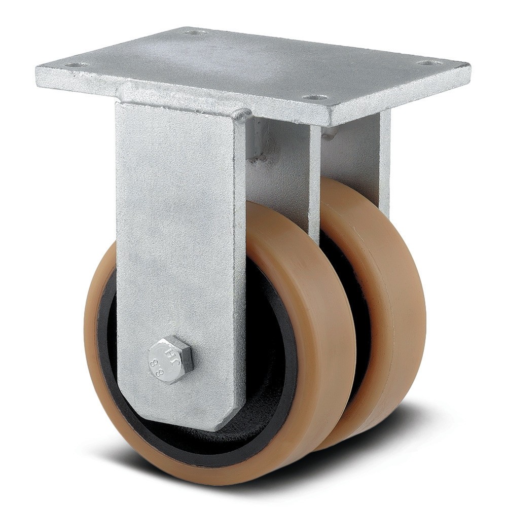 Produktabbildung: TENTE® Bockrolle PU, Doppelrolle, Präzisionskugellager, Ø x Breite 200 x 50 mm, TK 2.000 kg