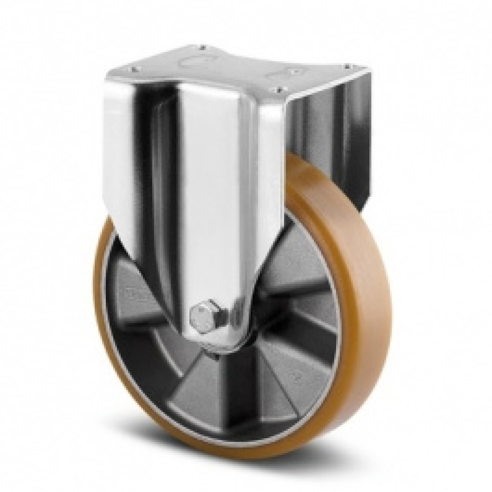 Produktabbildung: TENTE® Bockrolle PU, Präzisionskugellager, flach, Ø x Breite 125 x 50 mm, TK 500 kg