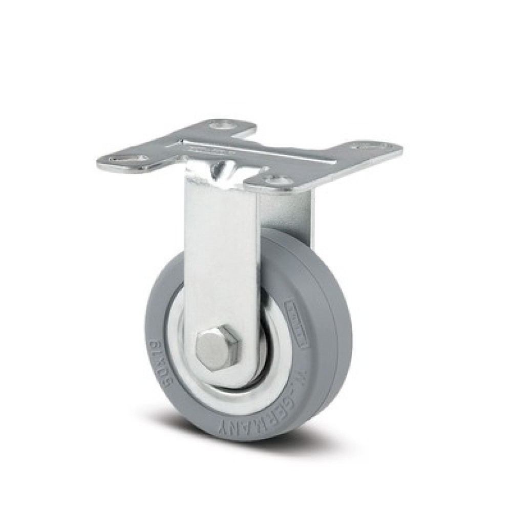 Produktabbildung: TENTE® Bockrolle Vollgummi, spurlos, Radachse verschraubt, Ø x Breite 50 x 50 mm, TK 40 kg