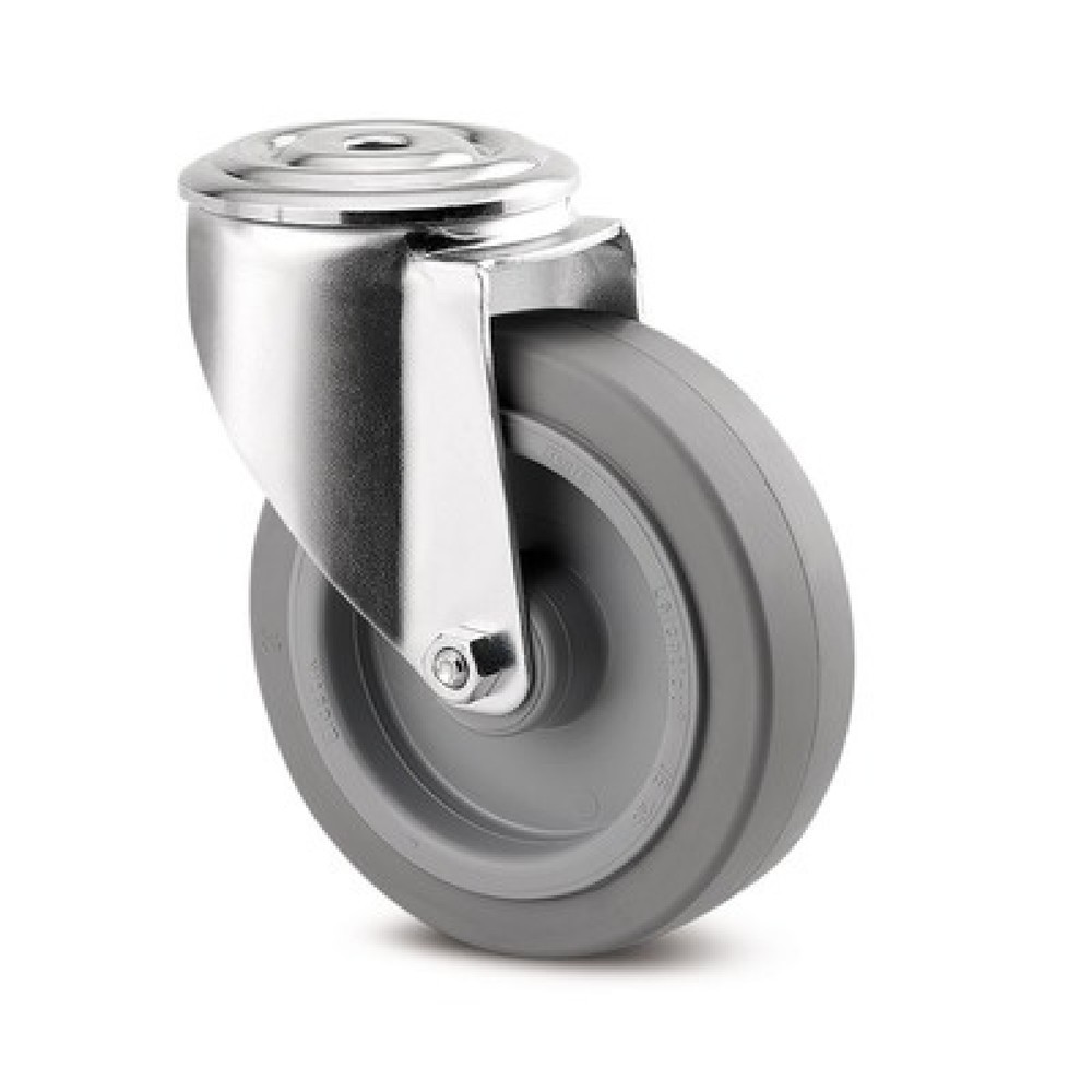 Produktabbildung: TENTE® Lenkrolle Elastik-Gummi, Rollenlager, spurlos, Anschraubloch, Ø x Breite 100 x 50 mm, TK 160 kg