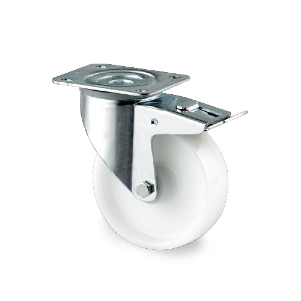 TENTE® Lenkrolle Polyamid, Gleitlager, Totalfeststeller, Schwenklagerschutz, Ø x Breite 80 x 50 mm, TK 200 kg Produktabbildung: TENTE® Lenkrolle Polyamid, Gleitlager, Totalfeststeller, Schwenklagerschutz, Ø x Breite 80 x 50 mm, TK 200 kg