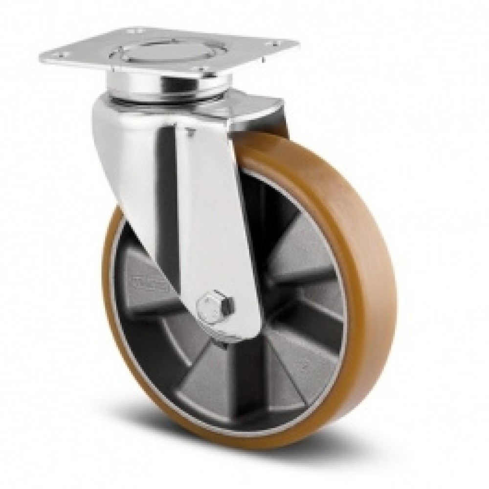 Produktabbildung: TENTE® Lenkrolle PU, Präzisionskugellager, Aluminium-Radkörper, Ø x Breite 125 x 50 mm, TK 500 kg