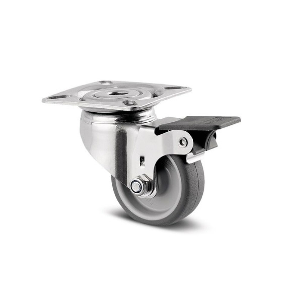 Produktabbildung: TENTE® Lenkrolle TPE, Gleitlager, Radfeststeller, Ø x Breite 50 x 50 mm, TK 40 kg