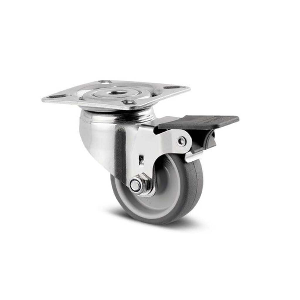 TENTE® Lenkrolle TPE, Gleitlager, Radfeststeller, Ø x Breite 50 x 50 mm, TK 40 kg Produktabbildung: TENTE® Lenkrolle TPE, Gleitlager, Radfeststeller, Ø x Breite 50 x 50 mm, TK 40 kg