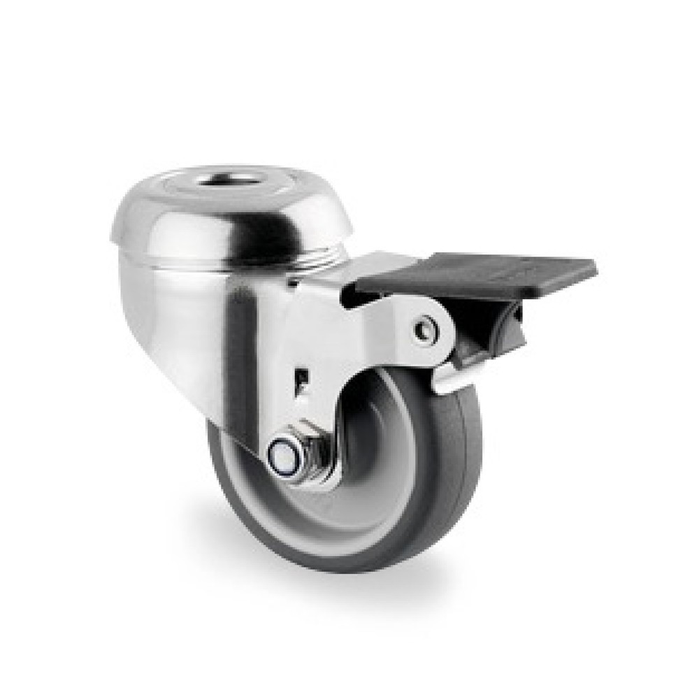 Produktabbildung: TENTE® Lenkrolle TPE, Gleitlager, Radfeststeller, Anschraubloch, Ø x Breite 50 x 50 mm, TK 40 kg