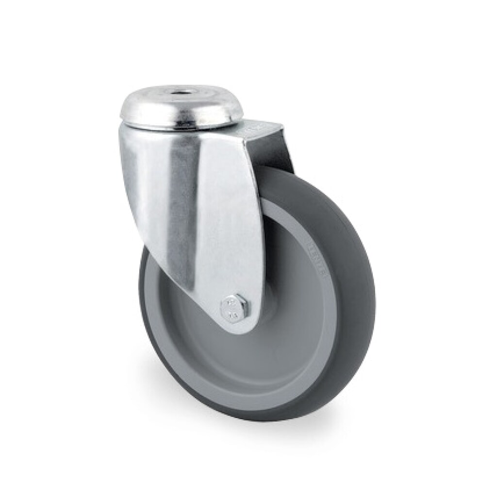 Produktabbildung: TENTE® Lenkrolle TPE, Gleitlager, Stahlblech-Gehäuse, Anschraubloch, Ø x Breite 75 x 50 mm, TK 75 kg
