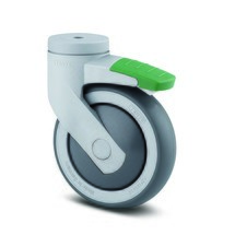 Produktabbildung Nr. 1: TENTE® Lenkrolle TPE, Präzisionskugellager, Kunststoff-Gehäuse, Richtungsfeststeller, Anschraubloch, Ø x Breite 100 x 50 mm, TK 100 kg