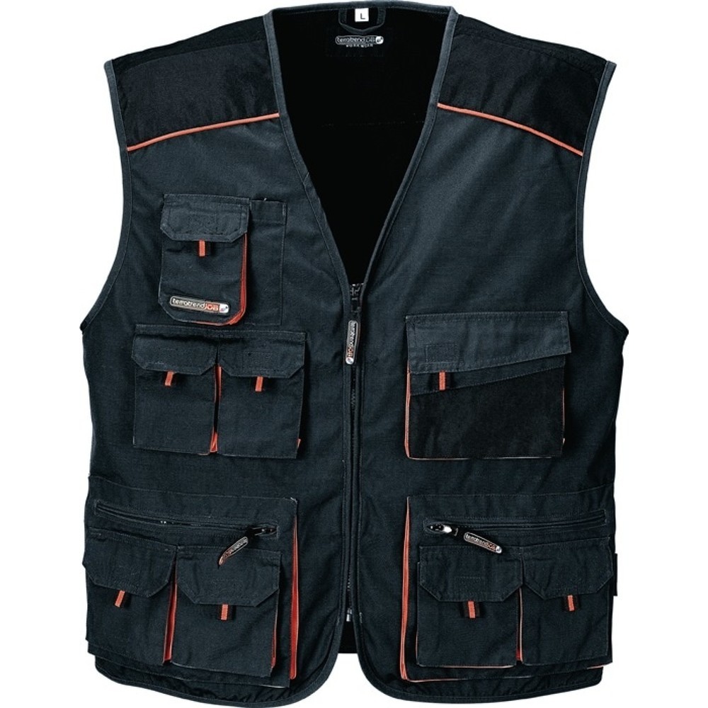 Produktabbildung: TERRATREND Weste Gr.48 dunkelgrau/schwarz/orange