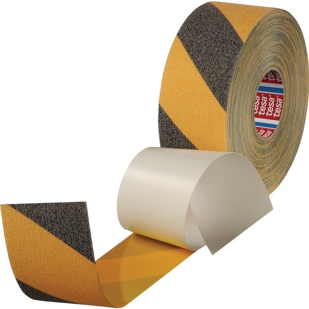 Produktabbildung: tesa® Antirutschklebeband 60951, Länge 15 m, Breite 50 mm, schwarz/gelb, Rolle