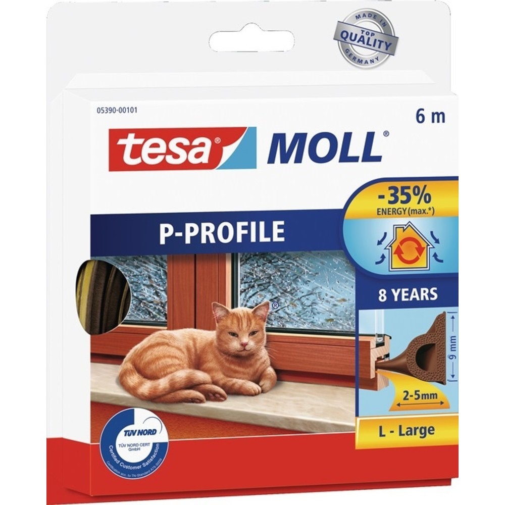 Produktabbildung: tesa® Fenster-/Türmoll tesa® moll® 5390, braun, B9mmxH5,5mmxL6m