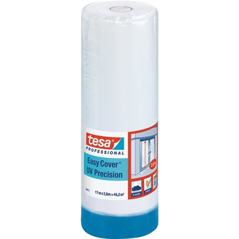 Produktabbildung: tesa® Folienband Easy Cover® 4411 UV Precisión, Länge 17 m Breite 2600 mm, Rolle