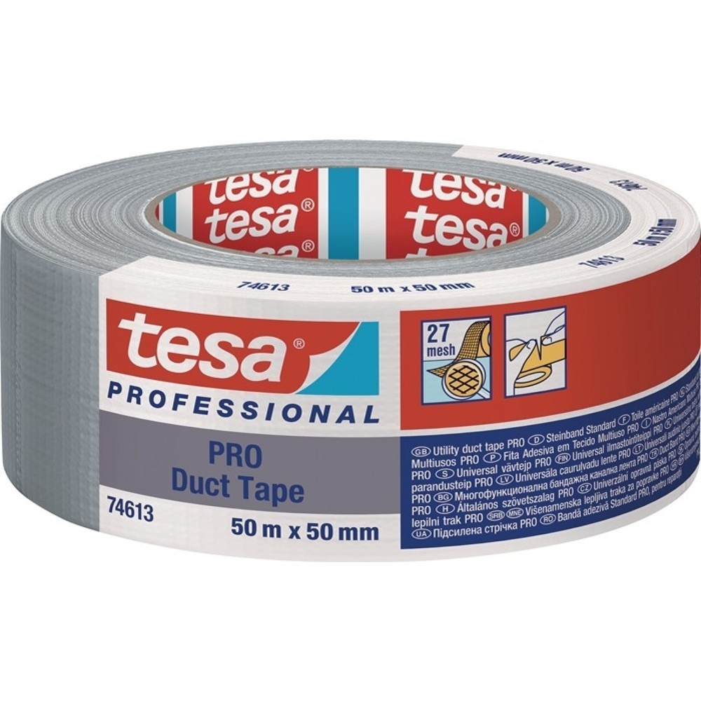Produktabbildung: tesa® Gewebeband Duct Tape PRO 74613, mattsilber, Länge 50 m Breite 50 mm