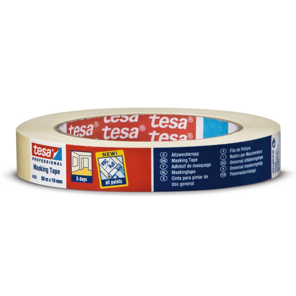 Produktabbildung: tesa® Klebeband 4323, schwach gekreppt, Bandbreite 50 mm