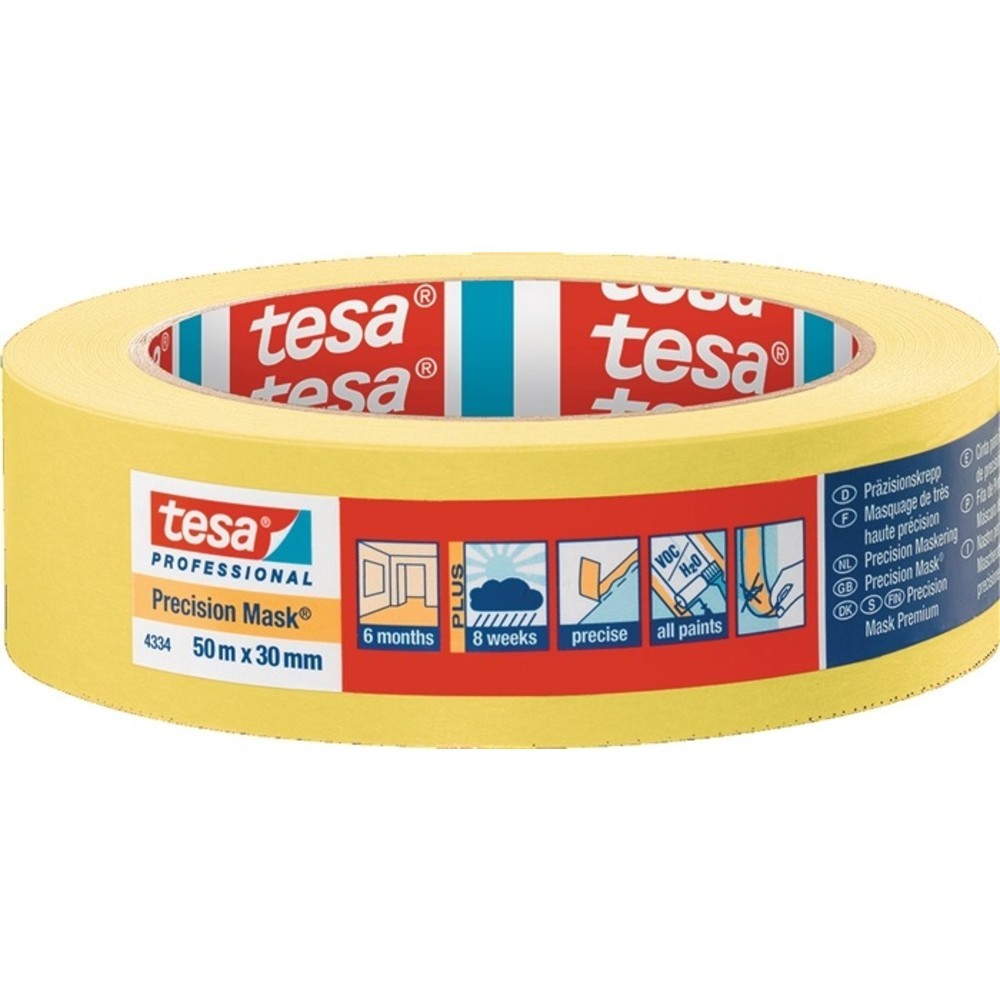 Produktabbildung Nr. 2: TESA Präzisionskrepp 4334 glatt gelb L.50m B.30mm Rl