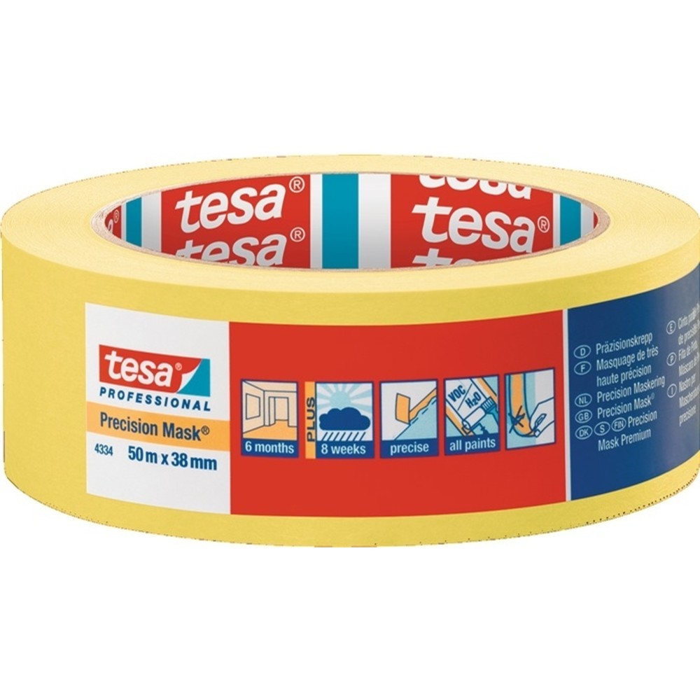 Produktabbildung Nr. 2: TESA Präzisionskrepp 4334 glatt gelb L.50m B.38mm Rl