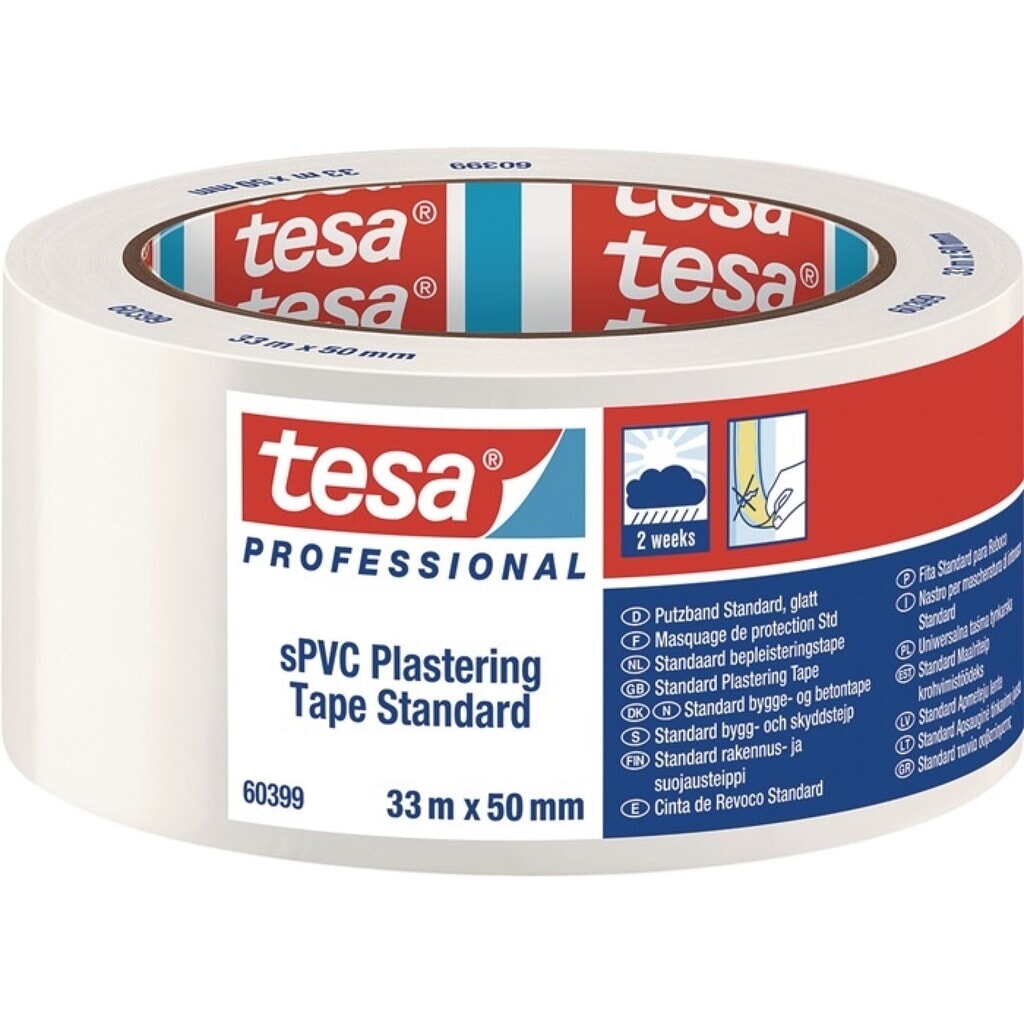 tesa® PVC Putzband 60399, Standard, weiß Produktabbildung: tesa® PVC Putzband 60399, Standard, weiß