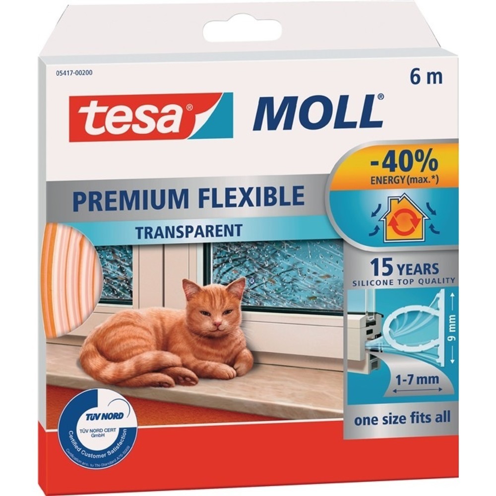 Produktabbildung: tesa® Silikondichtungmoll® 5417 B9mmxH7mmxL6m transp.TESA