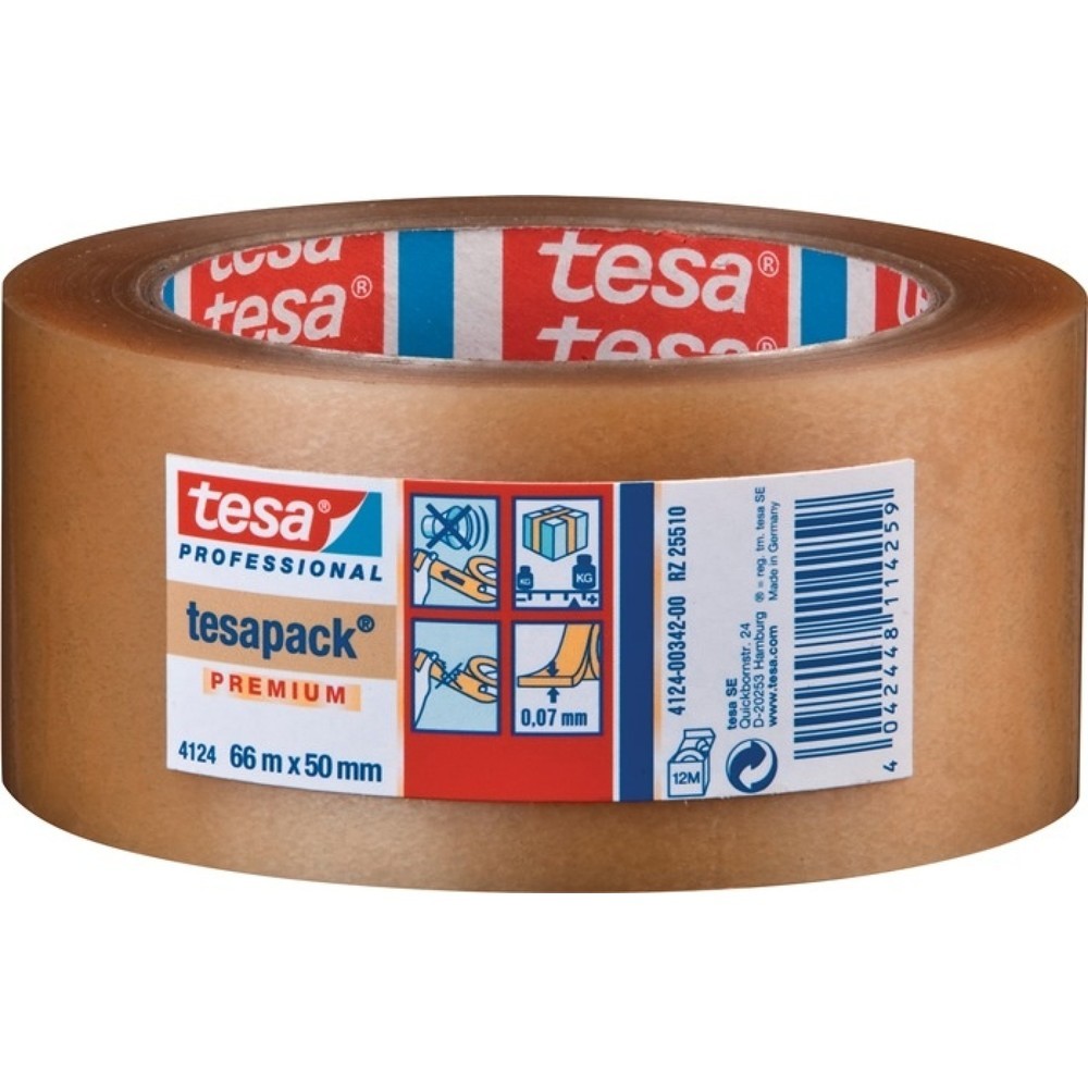 Produktabbildung: tesa® Verpackungsklebeband PVC tesa® pack® 4124, Länge 66 m Breite 50 mm, farblos, Rolle