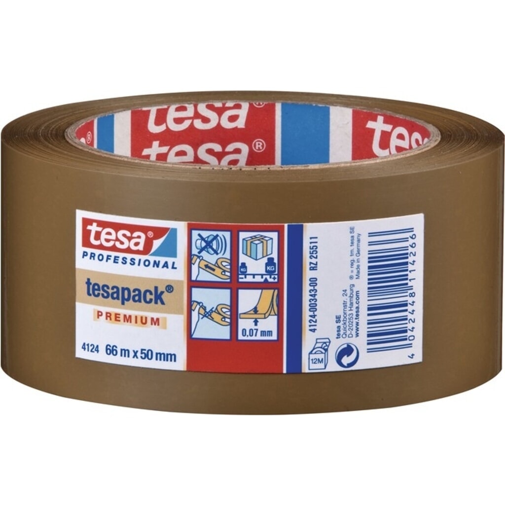 tesa® Verpackungsklebeband PVC tesa® pack® 4124, Länge 66 m Breite 50 mm, chamois, Rolle Produktabbildung Nr. 1: tesa® Verpackungsklebeband PVC tesa® pack® 4124, Länge 66 m Breite 50 mm, chamois, Rolle
